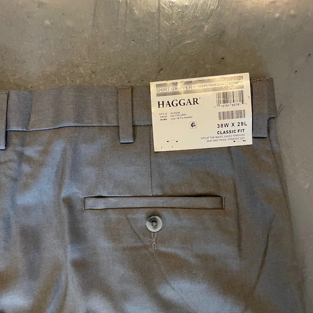 Haggar Cool 18 Pro Classic Fit Dress Pants Mens 38x29 Heather Grey HC00236 NWT